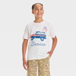 NEW Boys' Ford Bronco Short Sleeve Americana Graphic T-Shirt - Off-White